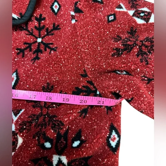 Vintage Tsunami Womens Jacket Red Fleece Snowflakes Aztec Buttons Pockets. Large - Picture 3 of 7